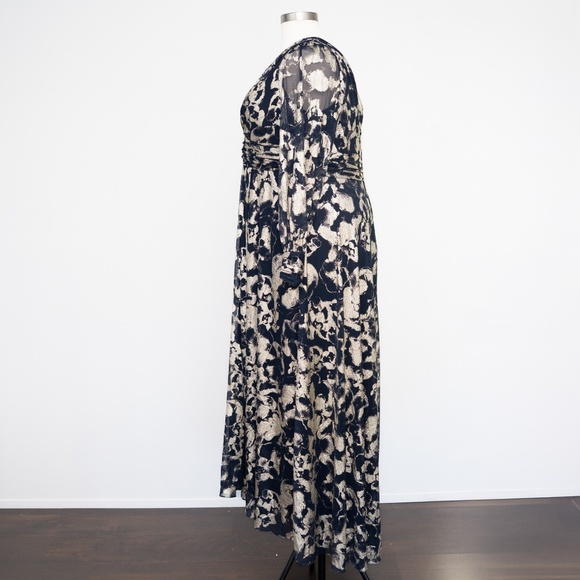 Betsy & Adam - Plus Size Foil Printed Mesh Gown - Picture 6 of 13